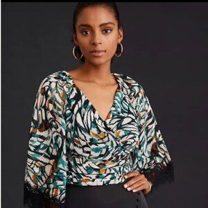 NWOT! Anthropologie Flutter-Sleeve Wrap Top - Size XXS